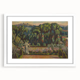 Modern Wall Art: Artist's Garden Scene with Lush Greenery and Flowers