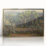 Modern Wall Art: Artist's Garden Scene with Lush Greenery and Flowers