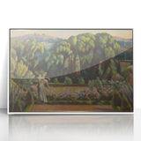 Modern Wall Art: Artist's Garden Scene with Lush Greenery and Flowers