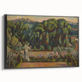 Modern Wall Art: Artist's Garden Scene with Lush Greenery and Flowers