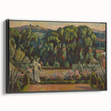 Modern Wall Art: Artist's Garden Scene with Lush Greenery and Flowers
