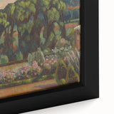 Modern Wall Art: Artist's Garden Scene with Lush Greenery and Flowers