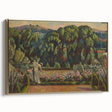 Modern Wall Art: Artist's Garden Scene with Lush Greenery and Flowers