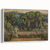 Modern Wall Art: Artist's Garden Scene with Lush Greenery and Flowers