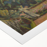 Modern Wall Art: Artist's Garden Scene with Lush Greenery and Flowers