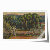 Modern Wall Art: Artist's Garden Scene with Lush Greenery and Flowers