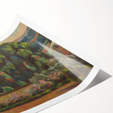 Modern Wall Art: Artist's Garden Scene with Lush Greenery and Flowers