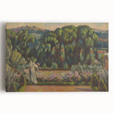 Modern Wall Art: Artist's Garden Scene with Lush Greenery and Flowers