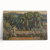 Modern Wall Art: Artist's Garden Scene with Lush Greenery and Flowers