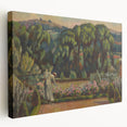 Modern Wall Art: Artist's Garden Scene with Lush Greenery and Flowers