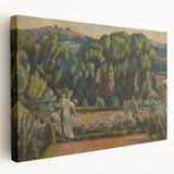 Modern Wall Art: Artist's Garden Scene with Lush Greenery and Flowers