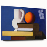 Modern Wall Art: Still Life with Jug, Orange, and Books in Bold Colors
