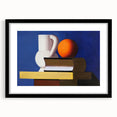 Modern Wall Art: Still Life with Jug, Orange, and Books in Bold Colors