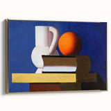 Modern Wall Art: Still Life with Jug, Orange, and Books in Bold Colors