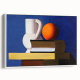 Modern Wall Art: Still Life with Jug, Orange, and Books in Bold Colors