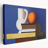 Modern Wall Art: Still Life with Jug, Orange, and Books in Bold Colors