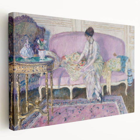 Refined Impressionist Interior – Frieseke’s Elegant Sofa Scene
