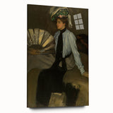 Modern Wall Art: Young Woman with Fan - Elegant Portrait