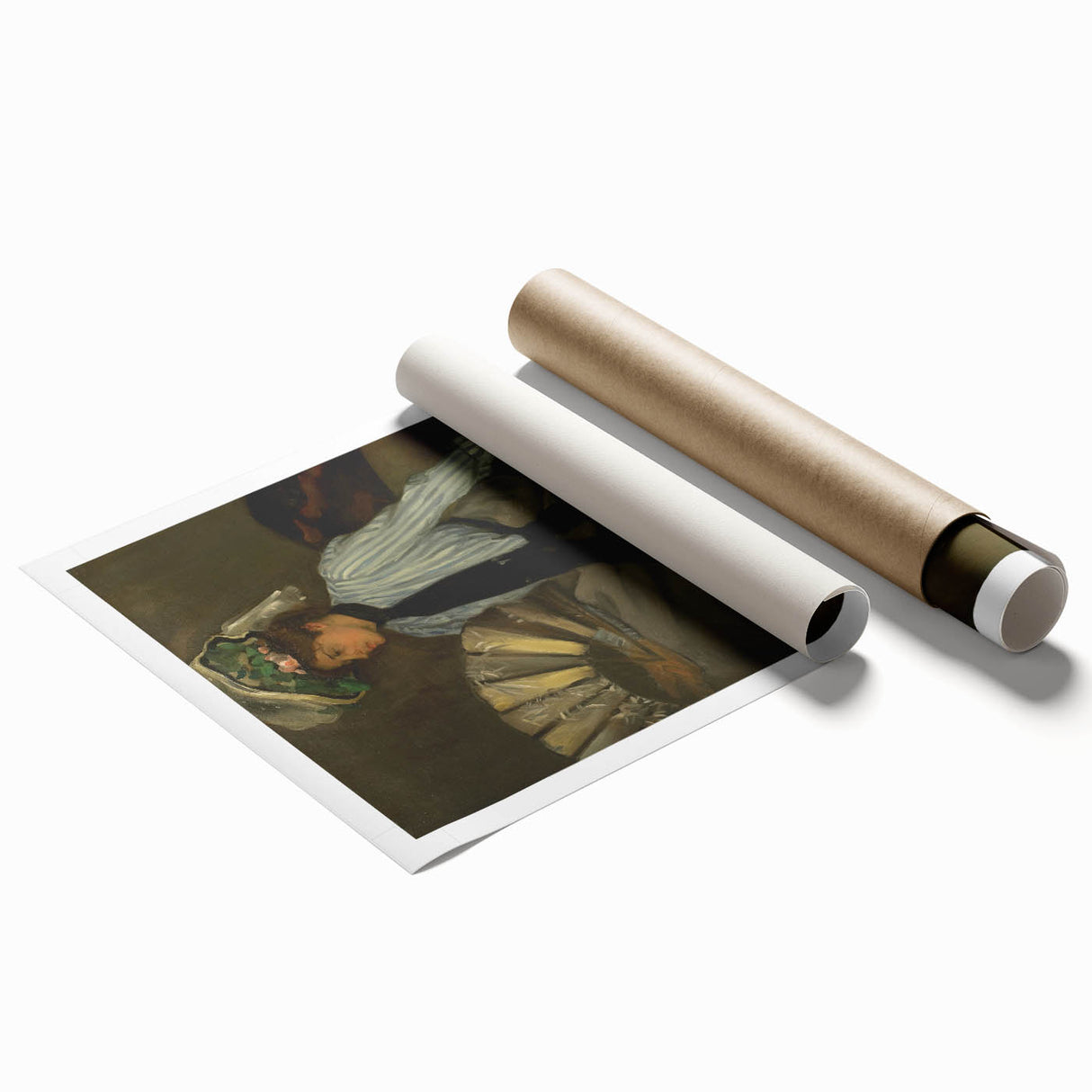 Modern Wall Art: Young Woman with Fan - Elegant Portrait