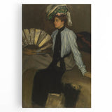 Modern Wall Art: Young Woman with Fan - Elegant Portrait