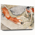 Modern Wall Art: Trapeze Performers in Red with Abstract Elegance