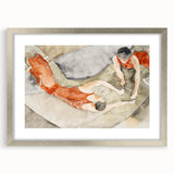 Modern Wall Art: Trapeze Performers in Red with Abstract Elegance