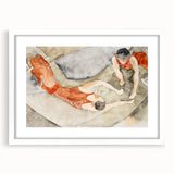 Modern Wall Art: Trapeze Performers in Red with Abstract Elegance