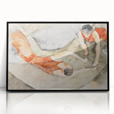Modern Wall Art: Trapeze Performers in Red with Abstract Elegance