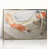 Modern Wall Art: Trapeze Performers in Red with Abstract Elegance