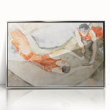 Modern Wall Art: Trapeze Performers in Red with Abstract Elegance