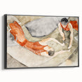 Modern Wall Art: Trapeze Performers in Red with Abstract Elegance