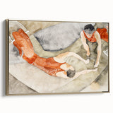Modern Wall Art: Trapeze Performers in Red with Abstract Elegance