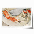 Modern Wall Art: Trapeze Performers in Red with Abstract Elegance