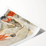 Modern Wall Art: Trapeze Performers in Red with Abstract Elegance