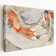 Modern Wall Art: Trapeze Performers in Red with Abstract Elegance