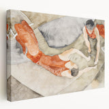 Modern Wall Art: Trapeze Performers in Red with Abstract Elegance