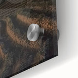 Close-up of a colorful acrylic painting depicting a tranquil landscape with a majestic castle, showcasing intricate details and vibrant hues, perfect for home decor.