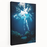 Stretched canvas artwork depicting a scenic landscape with caves, showcasing earthy tones and intricate details, perfect for home decor or office ambiance.