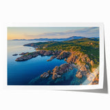 Stunning rolled canvas print showcasing a dramatic cliff landscape with vibrant colors and intricate details, ideal for enhancing modern home decor.