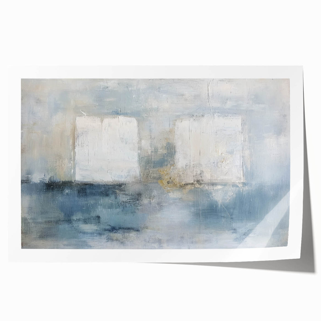 Acrylic Bedroom Wall Art – Textured Beige & Blue Canvas Print
