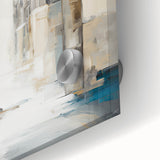 Close-up of vibrant abstract architecture wall art made from acrylic glass, showcasing intricate geometric designs and vivid colors, perfect for modern decor.