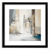 Abstract architectural wall art framed in black, showcasing geometric patterns and a modern aesthetic. Ideal for contemporary home decor and stylish interiors.