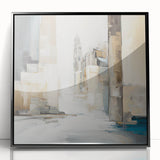 Framed abstract architecture wall art in black acrylic, showcasing geometric patterns and modern design elements, perfect for contemporary home decor.