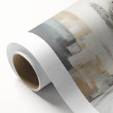 Abstract architecture wall art on rolled canvas, showcasing geometric shapes in vibrant shades of blue and orange, ideal for modern home decor. The design emphasizes contemporary aesthetics with a textured finish, perfect for adding a stylish touch to any room.