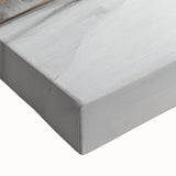 Close-up of an abstract architecture wall art piece on stretched canvas, showcasing vibrant colors and intricate geometric patterns, ideal for modern decor.