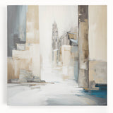 Abstract architectural wall art stretched on canvas, showcasing geometric shapes and vibrant colors, ideal for modern home decor and artistic expressions.