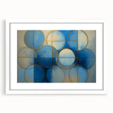 Abstract geometric frame with a white mat, displaying a modern design showcasing sharp angles and a minimalist aesthetic, perfect for contemporary decor.