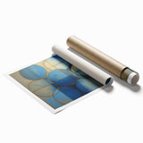 Abstract geometric rolled print showcasing vibrant colors and intricate shapes, ideal for modern home decor. Packaged in a protective cardboard tube for safe delivery.