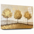 Abstract landscape wall art featuring vibrant acrylic colors displayed in a sleek glass frame, showcasing a side view with decorative pins for mounting.