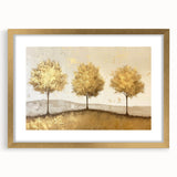 Abstract landscape wall art framed in gold, showcasing vibrant colors and intricate patterns, perfect for home decor and enhancing modern interiors.